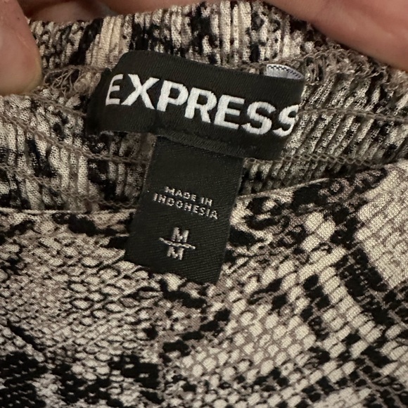 Express Snakeskin Print Ruffle Hem Fit and Flare Dress - Picture 4 of 4